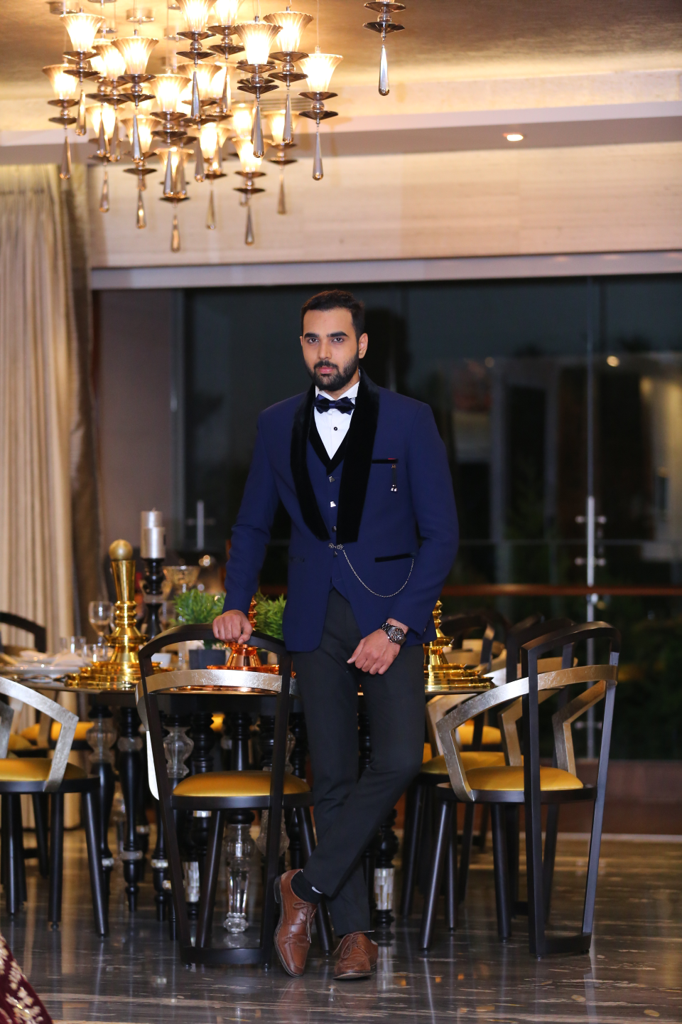 Samyakk - egyptian blue woven italian classic suit