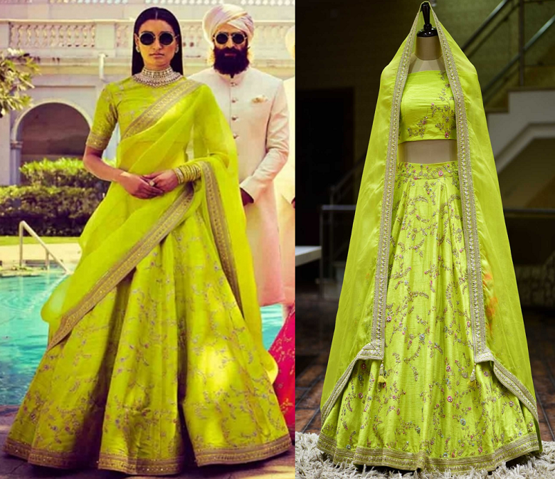 Green Embroidered Bridal Lehenga at Samyakk