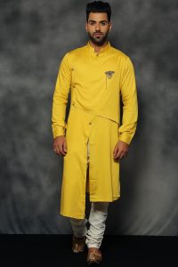 Yellow color mens designer kurta for men - Men Fashion