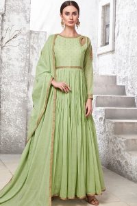 Ramzan Special - Green Zari Embroidered Silk Anarkali Salwar