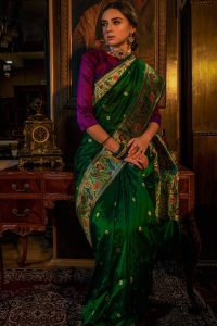 Emerald Green Zari Woven Banarasi Silk Saree