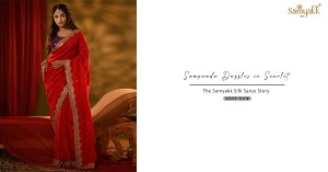 Sampaada in Samyakk Red Silk Saree