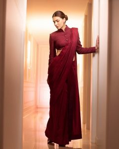 Kriti sanon in brown designer saree