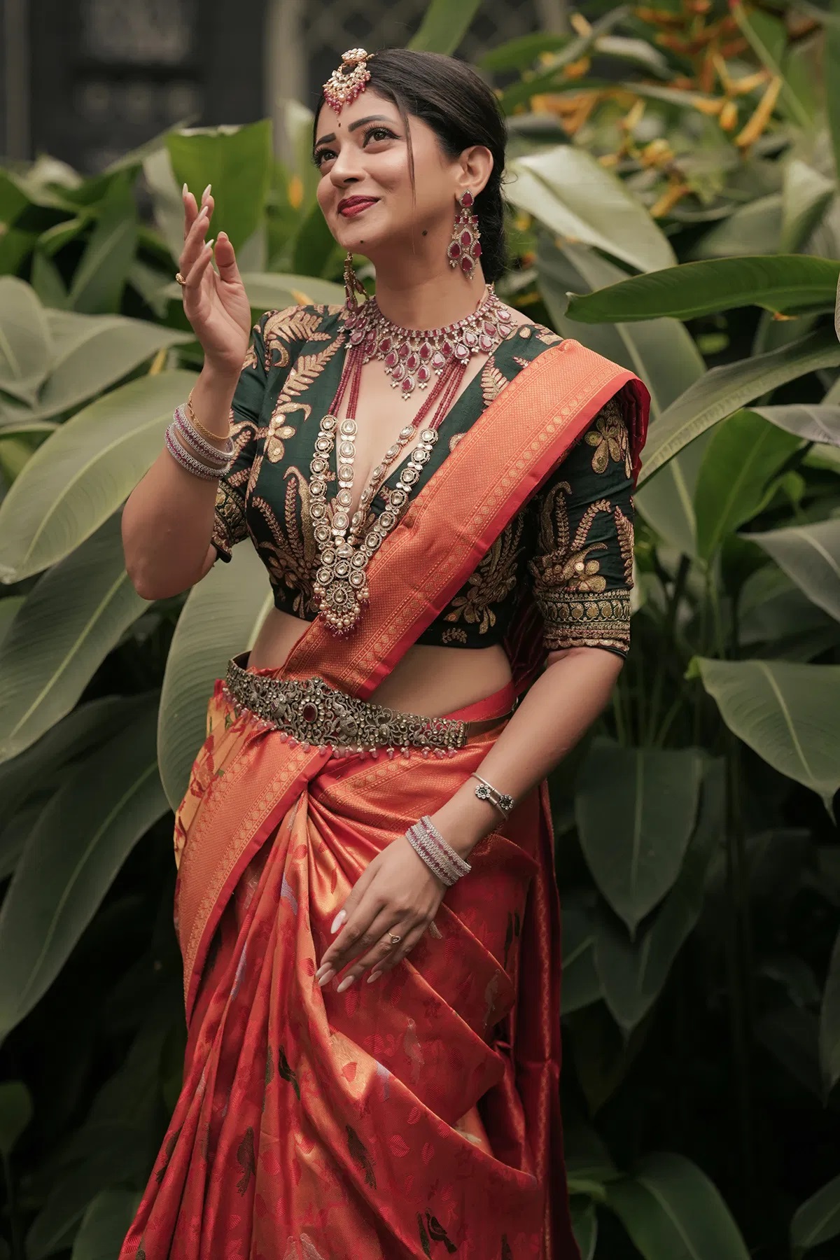 Red Kanchipuram Tissue Saree