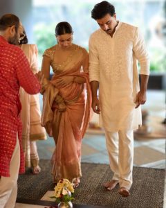 Alia bhat in Rose-gold saree