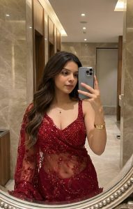 Red Net designer Saree