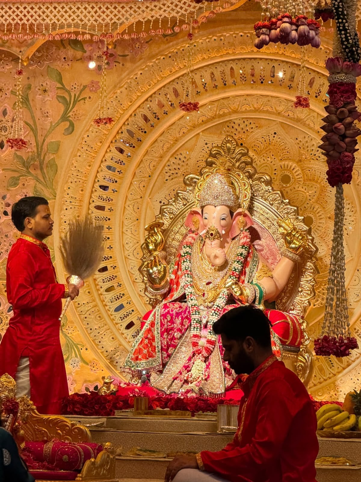 “Bappa’s blessings at Antilia 🙏✨ Ganpati Bappa Morya ❤️